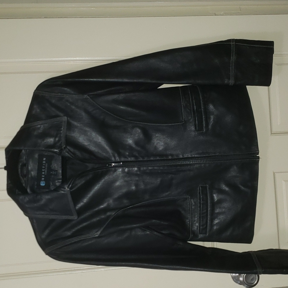 Kenneth Cole Reaction leather jacket, black, size Med